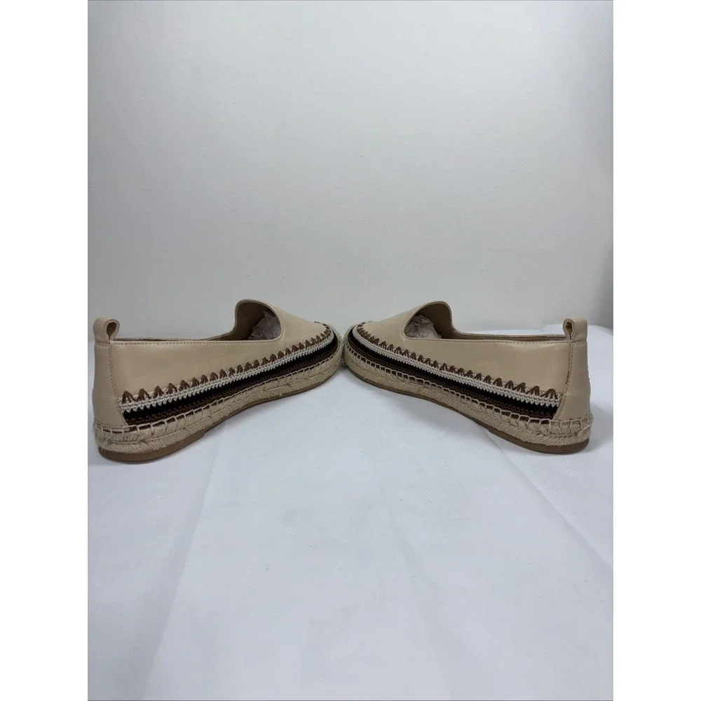 Chico's Giada Deco Womens 10M Espadrille Flats Nude Crochet Slip On Coastal Chic